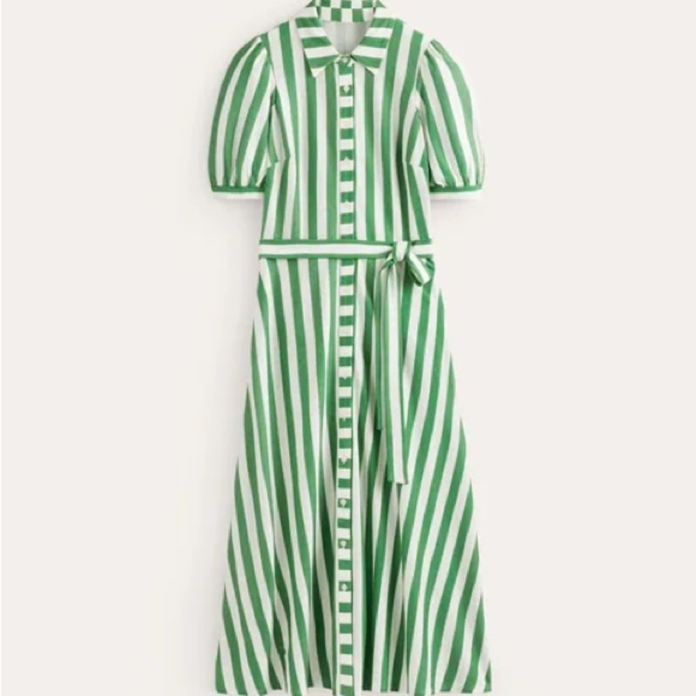 Boden green stripe Libby Midi Shirt Dress